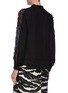 Back View - Click To Enlarge - OSCAR DE LA RENTA - Floral appliqué sleeve silk georgette blouse