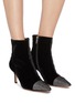 Figure View - Click To Enlarge - GIANVITO ROSSI - 'Velluto' Strass embellished toecap velvet ankle boots