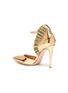  - GIANVITO ROSSI - 'Annabelle' lamé trim ankle strap mirror leather d'Orsay pumps