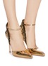 Figure View - Click To Enlarge - GIANVITO ROSSI - 'Annabelle' lamé trim ankle strap mirror leather d'Orsay pumps