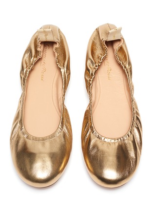 Detail View - Click To Enlarge - GIANVITO ROSSI - 'Audrey' metallic leather ballerina flats