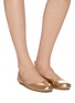 Figure View - Click To Enlarge - GIANVITO ROSSI - 'Audrey' metallic leather ballerina flats