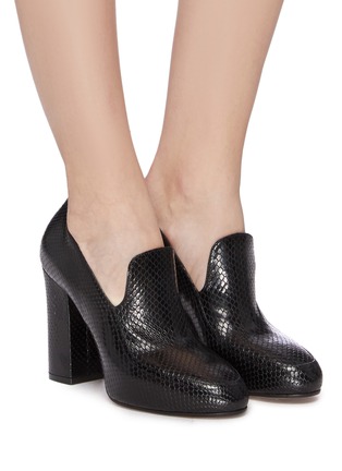 Figure View - Click To Enlarge - DRIES VAN NOTEN - Chunky heel croc-embossed loafers