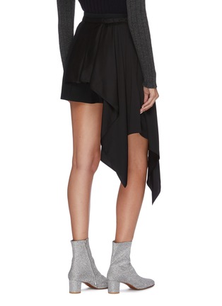 Back View - Click To Enlarge - ALEXANDER MCQUEEN - Asymmetric pleated drape shorts