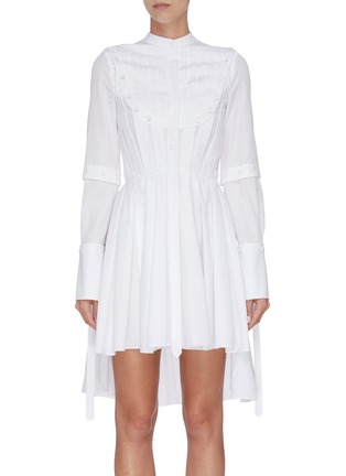 Main View - Click To Enlarge - ALEXANDER MCQUEEN - Detachable sleeves asymmetric pleated dress