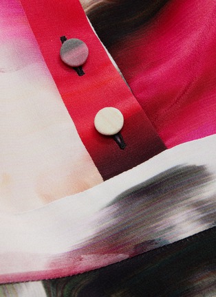 Detail View - Click To Enlarge - ALEXANDER MCQUEEN - Sash neck tie rose print asymmetric silk dress