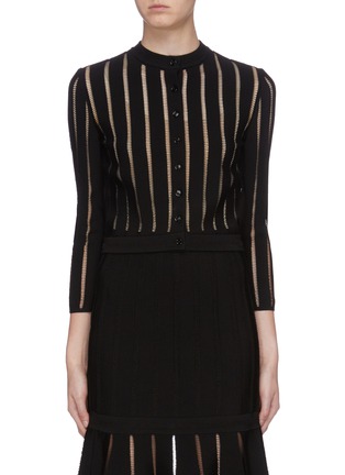 Main View - Click To Enlarge - ALEXANDER MCQUEEN - Cutout stripe cardigan