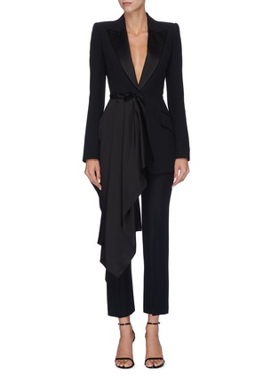 Main View - Click To Enlarge - ALEXANDER MCQUEEN - Drape panel double breasted satin blazer