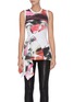 Main View - Click To Enlarge - ALEXANDER MCQUEEN - Twist front drape panel rose print tank top