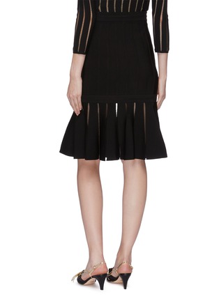 Back View - Click To Enlarge - ALEXANDER MCQUEEN - Contast panel cutout stripe skirt