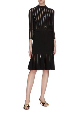 Figure View - Click To Enlarge - ALEXANDER MCQUEEN - Contast panel cutout stripe skirt