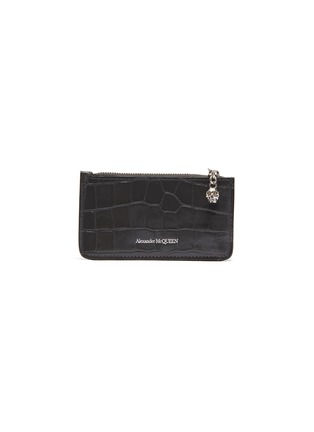 Main View - Click To Enlarge - ALEXANDER MCQUEEN - Croc embossed leather card holder
