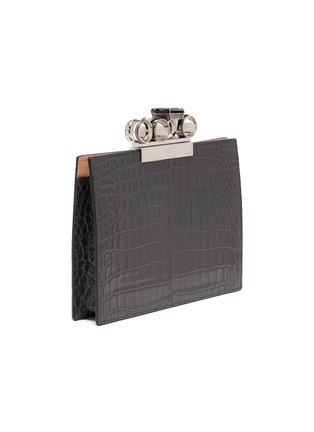 Detail View - Click To Enlarge - ALEXANDER MCQUEEN - Croc embossed leather clutch