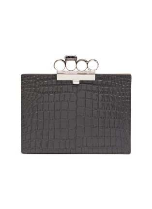 Main View - Click To Enlarge - ALEXANDER MCQUEEN - Croc embossed leather clutch