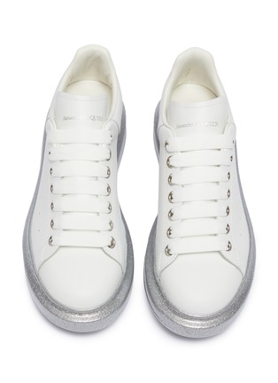 Detail View - Click To Enlarge - ALEXANDER MCQUEEN - 'Oversized Sneaker' in leather with glitter outsole