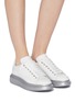 Figure View - Click To Enlarge - ALEXANDER MCQUEEN - 'Oversized Sneaker' in leather with glitter outsole