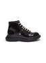 Main View - Click To Enlarge - ALEXANDER MCQUEEN - Contrast stitching chunky outsole patent leather combat boots