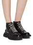Figure View - Click To Enlarge - ALEXANDER MCQUEEN - Contrast stitching chunky outsole patent leather combat boots