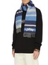 Figure View - Click To Enlarge - LOEWE - Logo embroidered colourblock rugby stripe wool scarf