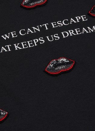 - VALENTINO GARAVANI - Sequin embroidered lip motif slogan print T-shirt