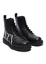Detail View - Click To Enlarge - VALENTINO GARAVANI - Valentino Garavani 'VLTN' slogan print leather military boots