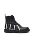 Main View - Click To Enlarge - VALENTINO GARAVANI - Valentino Garavani 'VLTN' slogan print leather military boots