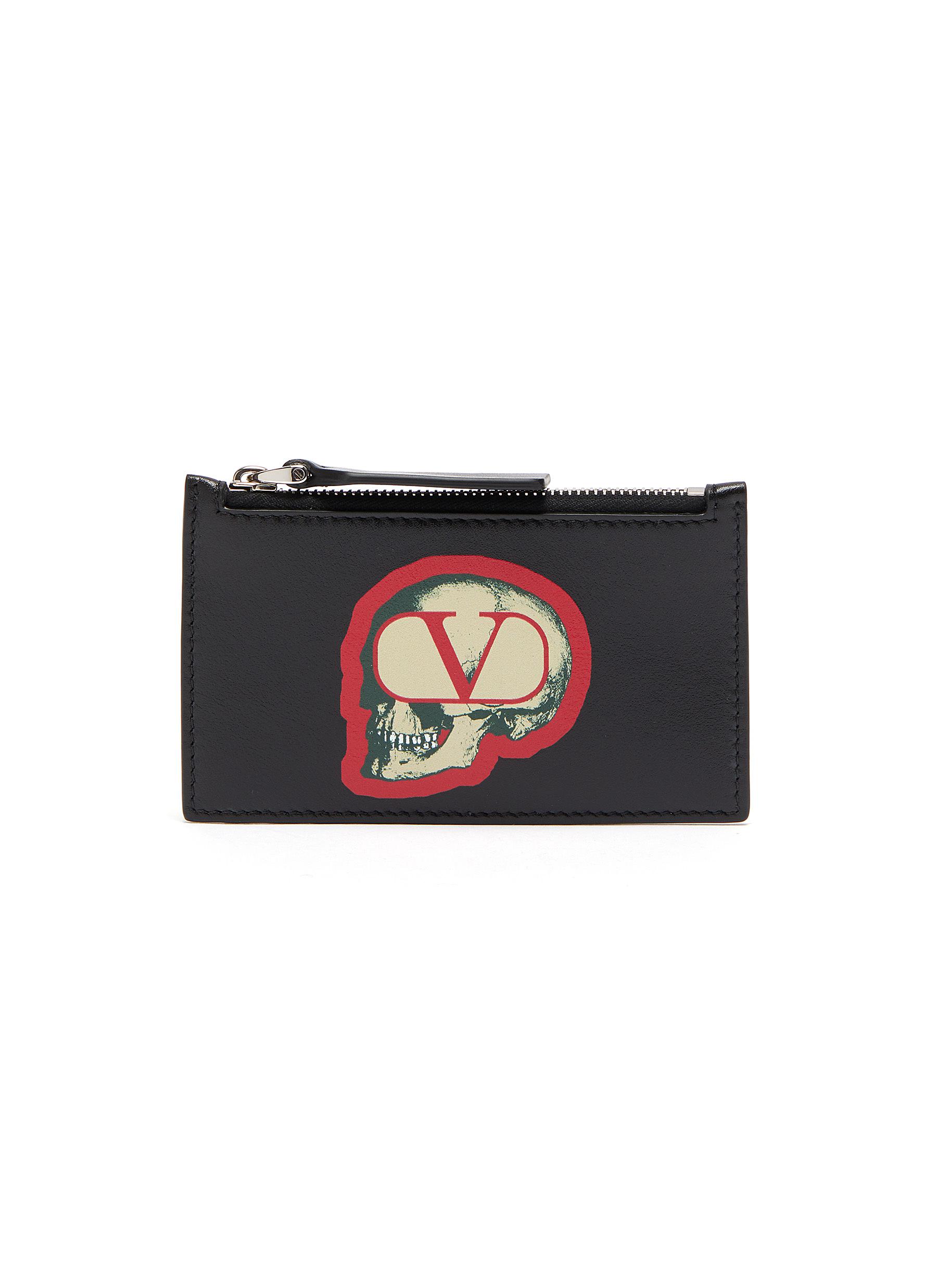 Click to view more detailed imagery on our partner's website Valentino X Undercover Skull Vlogo Print Leather Card Holder