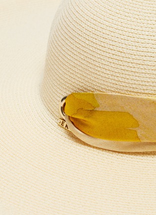 Detail View - Click To Enlarge - EUGENIA KIM - 'Bunny' botanical print scarf straw hat