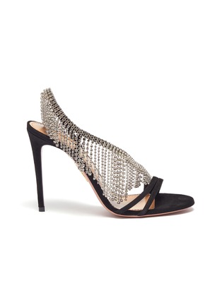 Main View - Click To Enlarge - AQUAZZURA - 'Wild' glass crystal fringe suede strappy sandals