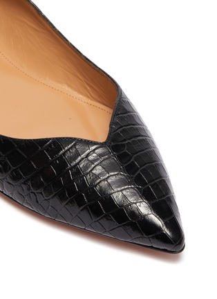 Detail View - Click To Enlarge - AQUAZZURA - 'Zen' scalloped croc embossed leather step-in flats