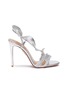Main View - Click To Enlarge - AQUAZZURA - 'Ruffle' glass crystal embellished metallic leather sandals