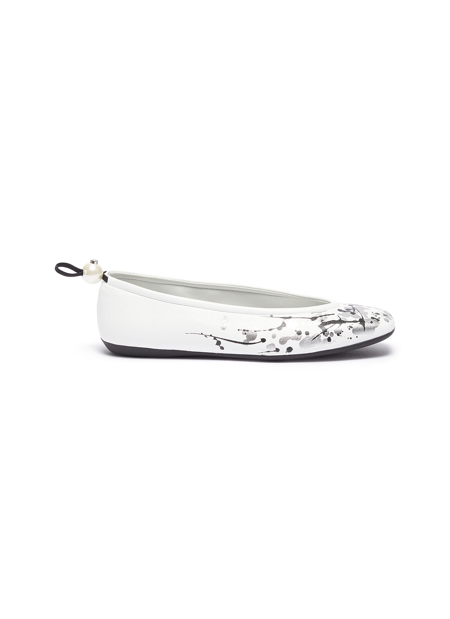Delfi paint splatter print leather flats by Nicholas Kirkwood Coshio Online Shop