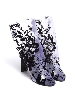 Detail View - Click To Enlarge - NICHOLAS KIRKWOOD - 'D'Arcy Motion' floral flocked velvet organza ankle boots