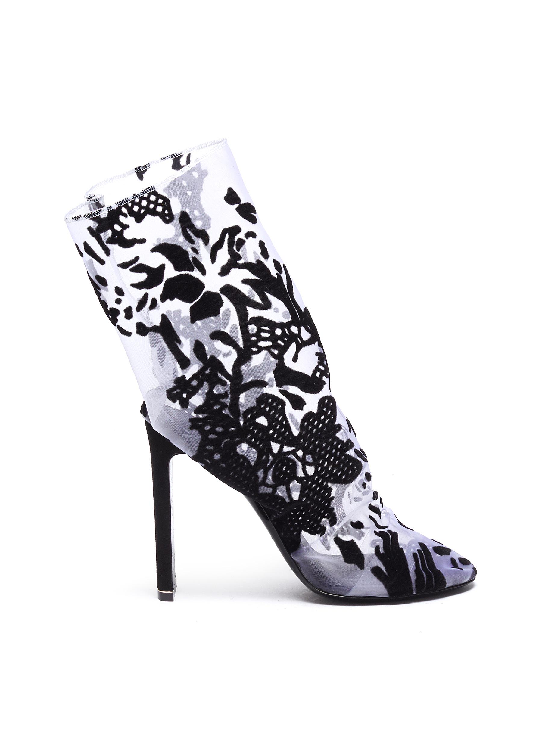 DArcy Motion floral flocked velvet organza ankle boots by Nicholas Kirkwood