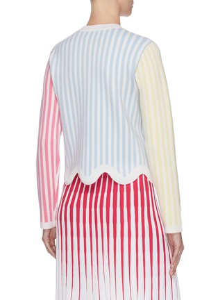 Back View - Click To Enlarge - PH5 - Colourblock stripe print wavy hem sweatshirt