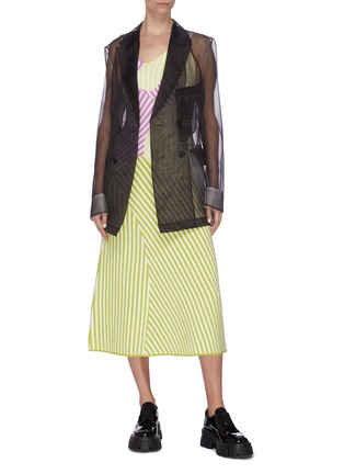 Figure View - Click To Enlarge - PH5 - 'Talia' wave print stripe colourblock dress