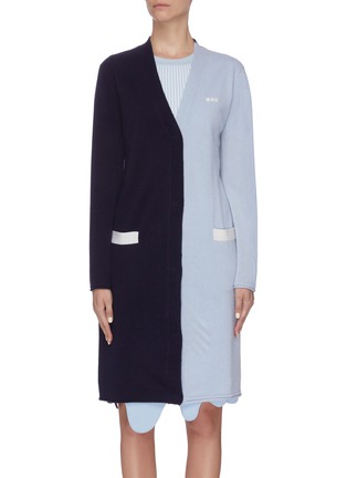 Main View - Click To Enlarge - PH5 - Colourblock panelled contrast pocket long cardigan