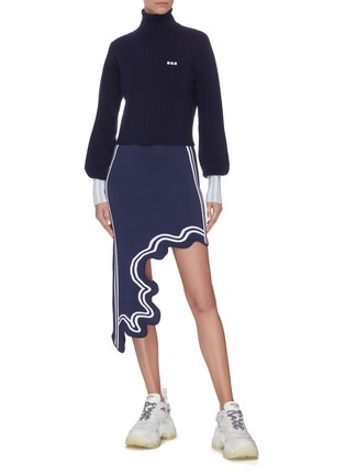 Figure View - Click To Enlarge - PH5 - Contrast cuff bishop sleeve cropped turtleneck sweater