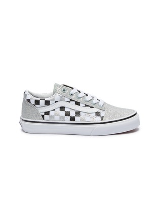 Main View - Click To Enlarge - VANS - 'Old School V' checkerboard glitter canvas kids sneakers