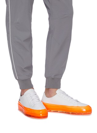 Figure View - Click To Enlarge - MSGM - 'Floating' neon sole leather sneakers
