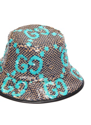 Detail View - Click To Enlarge - GUCCI - 'Fedora Check' sequin logo bucket hat