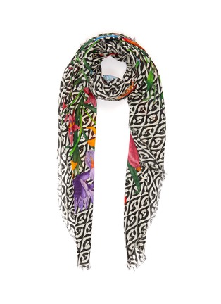 Main View - Click To Enlarge - GUCCI - 'Flora Privilege' mixed print wool shawl