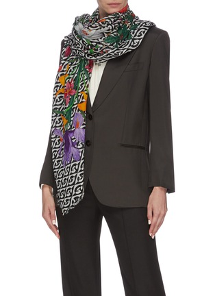 Figure View - Click To Enlarge - GUCCI - 'Flora Privilege' mixed print wool shawl