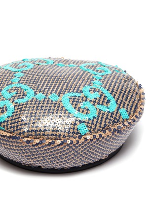 Detail View - Click To Enlarge - GUCCI - 'Emille' sequin logo beret