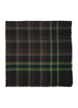 Detail View - Click To Enlarge - GUCCI - Web stripe check plaid wool-silk scarf