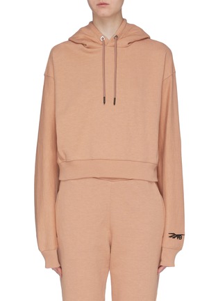Main View - Click To Enlarge - VICTORIA BECKHAM - x Reebok logo embroidered cropped hoodie