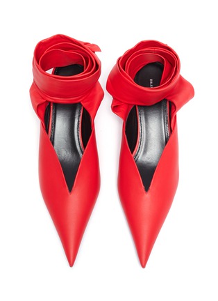 Detail View - Click To Enlarge - BALENCIAGA - 'Dance Knife' wraparound ankle tie leather mules