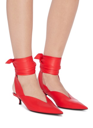 Figure View - Click To Enlarge - BALENCIAGA - 'Dance Knife' wraparound ankle tie leather mules