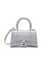 Main View - Click To Enlarge - BALENCIAGA - 'Hourglass' XS top handle croc embossed leather bag