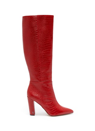 Main View - Click To Enlarge - SAM EDELMAN - 'Raakel' croc embossed leather knee high boots